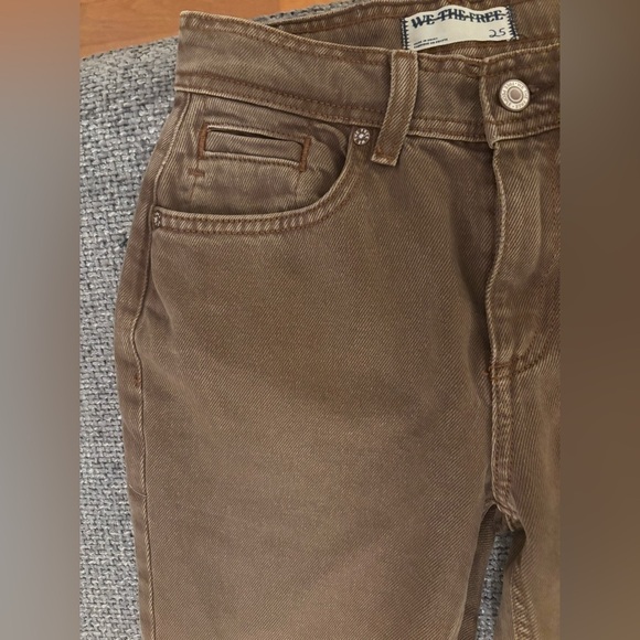 Free People We The Free Brown Xena High-Rise Slim Straight Leg Jeans Size 25 - Picture 10 of 15